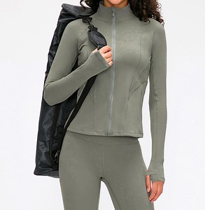 [Hot Item] Female Zipper Yoga Gym Fitness Athletic Sports Active Pilates Wear Running Jacket