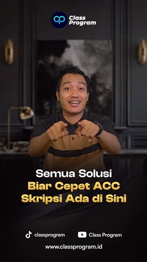 2.6K views · 35 reactions | Banyak faktor yang jadi pertimbangan Dosen untuk ACC skripsi Mahasiswa. Jadi perlu effort lebih agar kamu bisa segera sidang. Tapi di Class Program semua itu nggak jadi masalah, karena dengan daftar Bimbingan Skripsi Online (BSO) Class Program kamu akan dibimbing secara privat bersama Mentor S2 dan S3. Dapatkan info lengkapnya dengan klik link di bio profil, ya. #ClassProgram #Mahasiswa #Skripsi #Kuliah | Class Program | Facebook