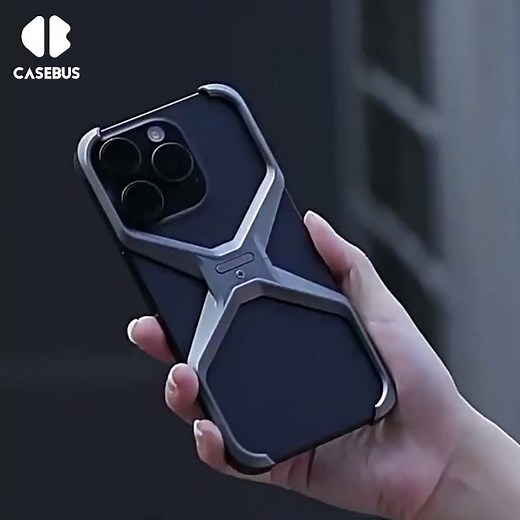 Casebus Metal Frameless Phone Case, X Shaped Cool Design, Slim Aluminum Alloy Bumper, Shockproof