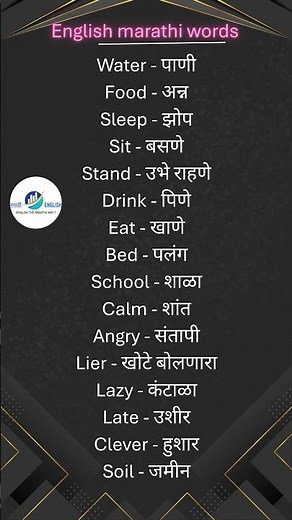 25 Daily English Words | English vs Marathi | Spoken english in Marathi