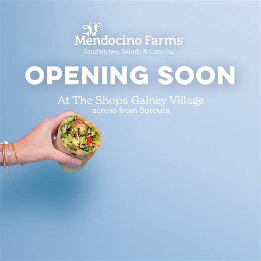 Sandwiches. Salads. Catering. Get a fresher, more flavorful option with Mendocino Farms, opening February 17th in The Shops Gainey Village, across from the Sprouts. | Mendocino Farms