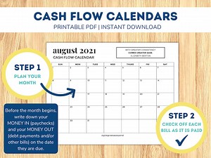 Cash Flow Calendars 2021 | Printable Monthly Bill Tracker | Bill Payments Calendar | Budget Calendar | Monthly Bills Planner - Etsy