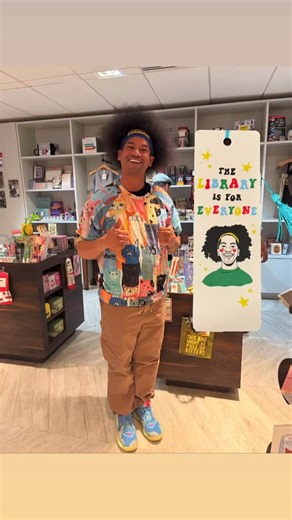 The Library Store on Instagram: "We are so excited to hear @mychal3ts will be the new host of Reading Rainbow! Here’s a little throwback to when Mychal stopped by The Library Store earlier this year! You can also stop by and pick up your very own Mychal Threets bookmark which proudly proclaims “The Library is for Everyone!” Congratulations again! 📚🌈"