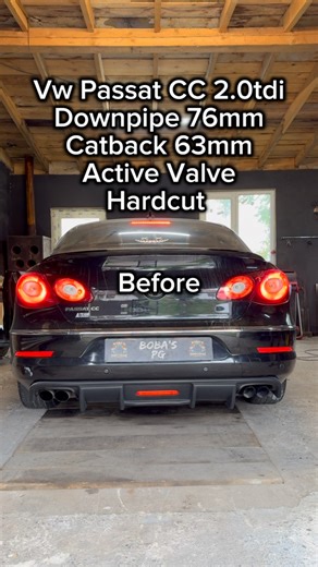 Boba’s Power Garage on Instagram: "Vw Passat CC 2.0 TDI ✅ Downpipe 76mm ✅ Catback with Active Valve 63mm ✅ Hardcut #bobagarage #exhaust #performance #passatcc #exhaustsound"