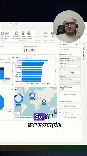 Tutorial Power BI filter creation for the top 10 locations #powerbicharts #powerbiflow