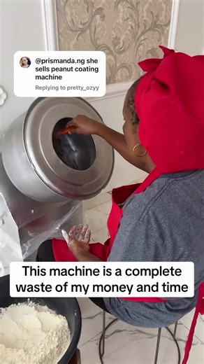 Let me be honest. Some of you are tagging peanut coating machine sellers. Before you tag anyone, let me share my experience. I bought a 65kg capacity peanut coating machine. It could not coat 3kg. Not even 3kg. Maximum it handled properly? 1kg. And even that, it struggled. Within one week: • It started failing • I kept repairing it • Production slowed down • It became my worst investment If you are in production business, you know what downtime means. So please don’t tag machines based on hype. 