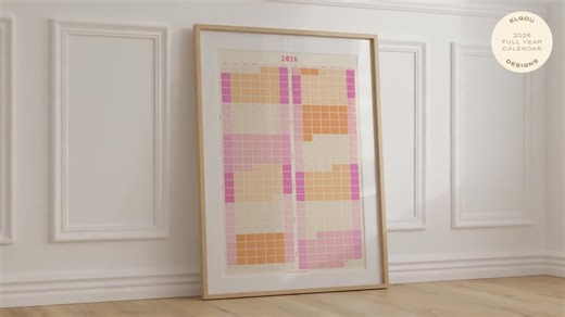 Pink & Orange 2026 Calendar: Sunday Start, Full Year Wall Planner (a1/24x36") Digital Download - Etsy Canada