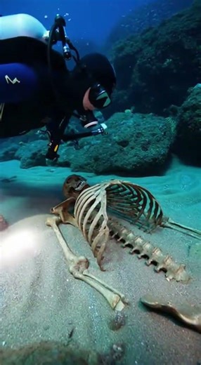 “Deep Sea Discovery: Divers Find a Massive Skeleton Underwater 🌊💀