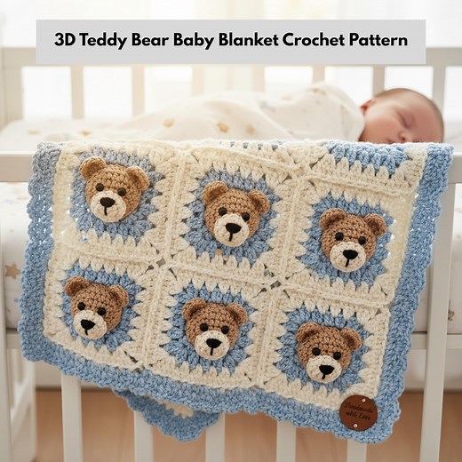 Crochet Teddy Bear Blanket Pattern PDF | Easy Baby Blanket Crochet Tutorial | Cute Teddy Design | Step by Step Baby Gift Crochet Pattern - Etsy