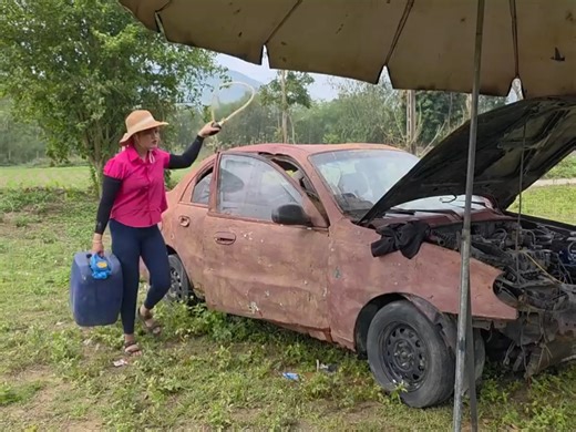 Girl Challenge: Two kids find an old, rusty car abandoned in the forest. They spend a long time restoring it—cleaning, repairing, and fixing every little detail—until it finally roars back to life, shining like new | Rasidul