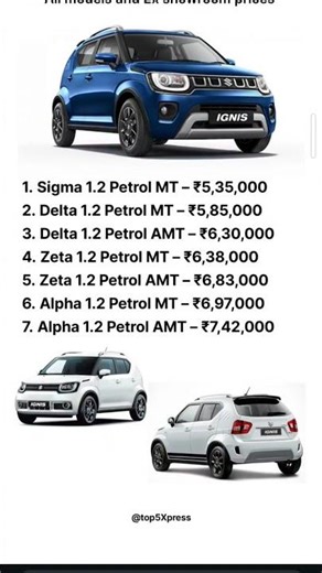 IGNIS 2026 all model's price #automobile #subuscribe
