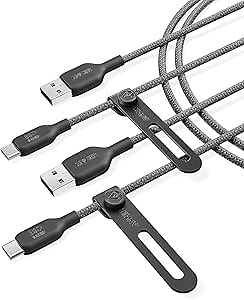 Anker Cable Bio-Briaded, Durable USB A to USB C Charger Cable for Samsung Galaxy Note Series, LG V30 (2 Pack, 6FT, Black)