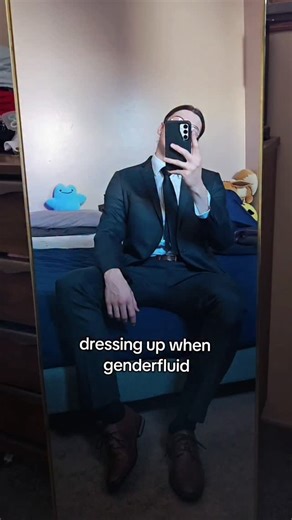 Josy on Instagram: "Groomsman? 🤵‍♂️ Or bridesmaid? 💃 #genderfluid #nonbinary #gendertransition #enby #transgendernonbinary #transformation #transformationreels #transitionreels #groomsman #bridesmaid"