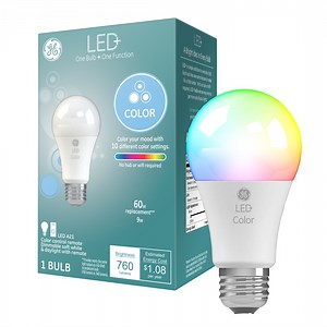 GE LED+ Color Changing LED Light Bulb, 9.5 Watt, A19 Bulb, Medium Base - Walmart.com