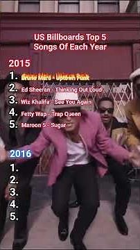 US Billboards top 5 songs of each year