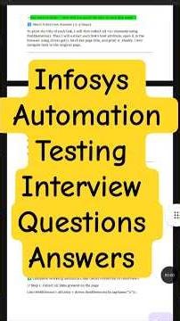 Infosys Automation Testing Interview Questions| How to capture Link from web page #shorts #infosys
