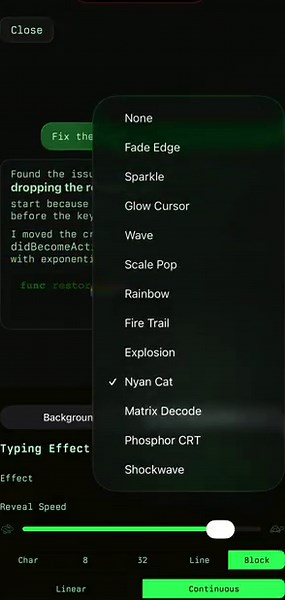 1.0.3 uploading to testflight, app store tuesday prob- typing effects (set per thread/server like backgrounds)- windows fixes, (if u can manage to figure out how to enable windows ssh in the first place)- nicer header ui, permissions un/lock added in there- some realtime and other bug fixes