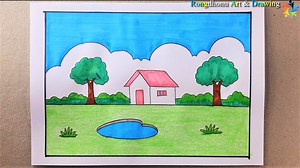 11K views · 886 reactions | Scenery Drawing with Painting Easy | Rongdhonu Art and Drawing | Facebook