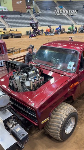 Warming up the “Dewin it in the Dirt” Super Modified 4x4 Truck at the 2025 TNT Truck & Tractor Pull Kentucky Invitational in Lexington, KY! The 2026 edition is almost here, January 1-2-3 at Alltech Arena! #TruckPulling #Trucks #Supercharged #Kentucky | Thurston Pulling Photos