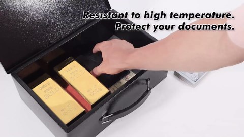 xydled Fire Resistant Safe Fire Safe Box with Key Lock for Home Office Security Storage for Valuables Documents,12.8 x 8.5 x 4.5 Inch,Pink