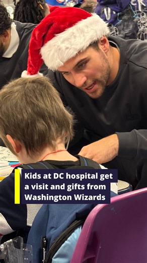 WTOP News on Instagram: "About a dozen Wizards players made a Christmas visit to MedStar Georgetown University Hospital on Monday to spend time with the children who will be in the hospital for the holidays battling cancer and other serious diseases. Read more of Luke's reporting at WTOP.com or on the WTOP app. Link in bio. (🎥: WTOP/Luke Lukert)"