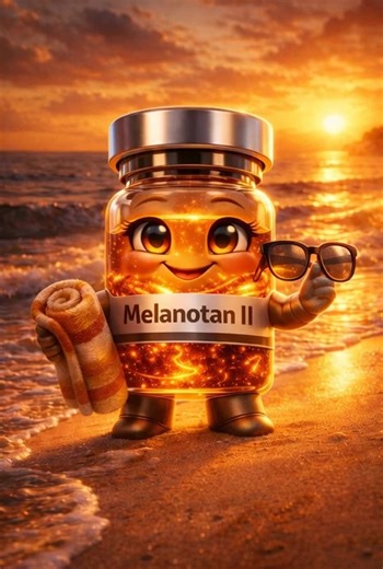 Tanning peptide Melanotan II Melanotan II is a synthetic peptide designed to stimulate melanin production — the pigment that gives your skin its color. Think of it as a “tan signal” for your body ☀️ It was originally researched as a potential way to protect skin from UV damage. 🧬 How it works Melanotan II mimics a natural hormone called 👉 alpha-MSH (melanocyte-stimulating hormone) That hormone tells your pigment cells: 🎨 “Make more melanin” More melanin = ☀️ faster tanning response 🛡️ increa