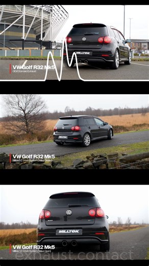 VW Golf R32 Mk5 3.2 VR6 exhaust sound comparison | stock vs Milltek V2 Valved System Catback