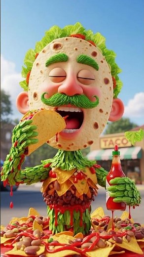 Taco Man Eats Himself 🌮🔥 | Funny Food Monster Animation