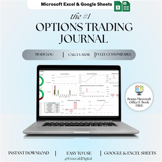 Options Trading Journal Excel Spreadsheet | Trade Log & PNL Calculator | Google Sheets
