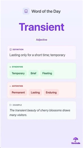 TRANSIENT - Word of the Day | Learn English Vocabulary | Wordrella