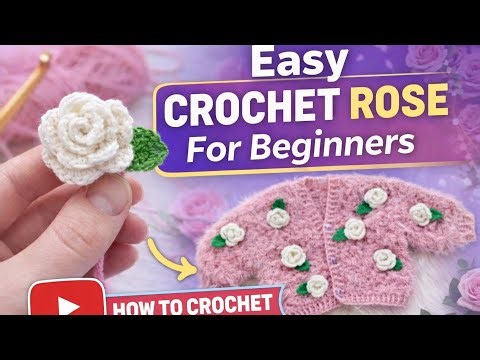 Easy Crochet Rose for Beginners 🌹 | Step-by-Step Crochet Flower Tutorial