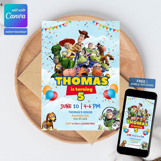 Editable Toy Story Birthday Invitation Template (digital) - Etsy