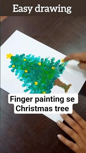Christmas drawing | Finger and thumb painting | Christmas tree drawing #shorts #viral #christmas