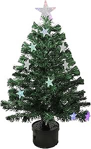 3' Pre-Lit Potted Color Changing Fiber Optic Artificial Christmas Tree - Multi Color LED Lights
