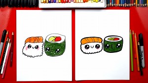 How To Draw Cartoon Sushi - Art For Kids Hub -