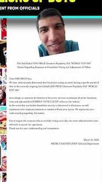 One Piece' Worldwide Popularity Poll BOT Purge brought the Votes Counter Down from 83 Million to 4.3