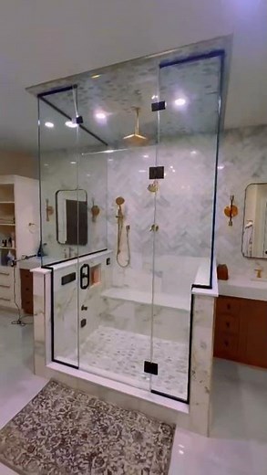 Glass shower enclosure installation in the master bathroom