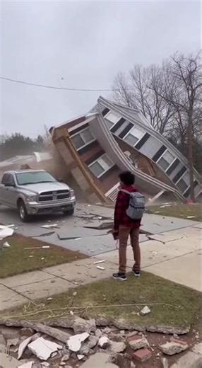 Terrifying Moment! Watch a House Explode from Below During Earthquake