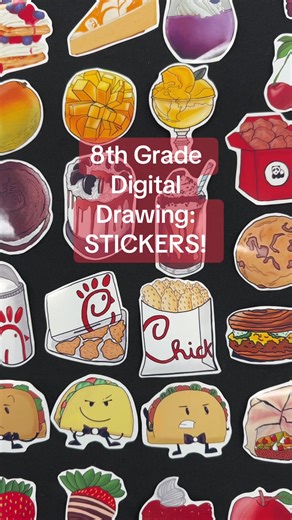 jennifer.deangelo (@mrs_baxters_art_class) - Eighth Grade Students Create Digital Food Drawings Turned Stickers