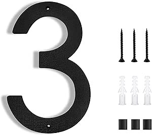 8 Inch House Numbers for Outside Modern | Large Floating Black House Numbers | Address Numbers/Door Garage Gate |911 Visibility Signage (3)