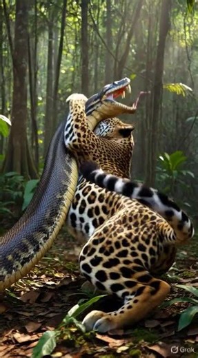 Deadly Fight: Giant Anaconda vs Jaguar in the Amazon Jungle