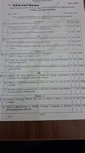 python questions 1st sem engineering cse