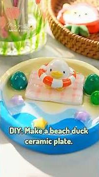 🌊 DIY Cute Polymer Clay Beach Plate: Making a Duck Coaster/Trinket Dish!