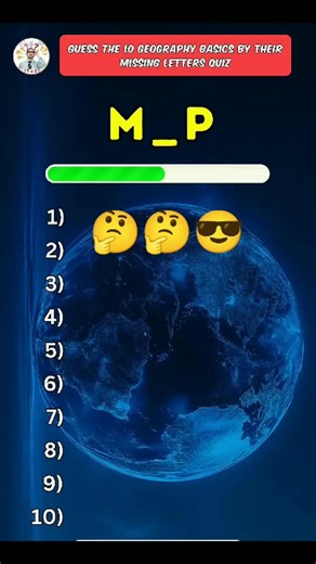 Guess the 10 geography basics by their missing letters quiz 🤔 #usa #quiz #america #quizchallenge #Guess