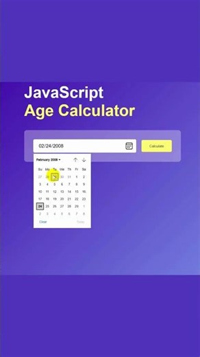Build a Precise Age Calculator | HTML, CSS & JavaScript (Years, Months, Days) 📅 #coding #shorts