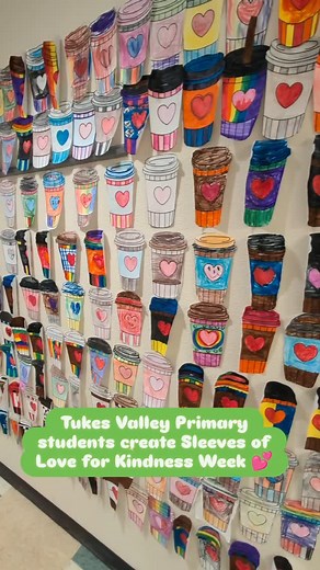 50 reactions | Students at Tukes Valley Primary School recently created over 720 custom coffee cup sleeves with messages of kindness and positivity, then distributed them to Founder's Mercantile and Coffee, as well as Coffee Creations. School counselor Justine Cohen helped coordinate the event, following an example set by a counselor at her previous school in Montana. Way to go, Timberwolves! | Battle Ground Public Schools | Facebook