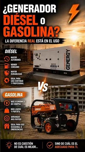 ¿Generador diésel o gasolina? ⚡ La diferencia REAL está en el uso