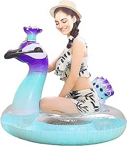 Boxgear Inflatable Float, Glitter Sequin Animal Pool Floats, Swimming Pool Ring, Peacock Pool Inflatables for Kids and Adults, Pool Toys Inflatable Peacock Pool Float, (48 Inch)