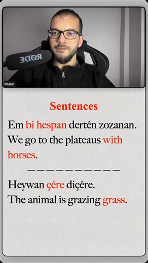 Online (Kurmanji) Kurdish Lessons on Instagram: "👉 1-on-1 lessons → DM 👉 Online course → bio link Learn daily Kurdish expressions you can use in real life! 🗣️ 🐎 Em bi hespan dertên zozanan. → We go to the plateaus with horses. 🌿 Heywan çêre diçêre. → The animal is grazing grass. These sentences are simple, practical, and help you build confidence in Kurdish. 🌿 💬 For private 1-on-1 lessons, send me a DM. 💻 To join my full online cour