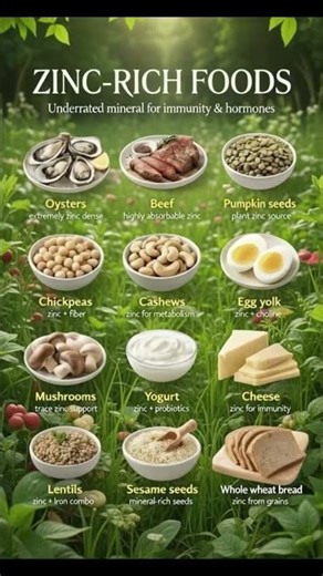 Top Zinc-Rich Foods for Strong Immunity & Hormones | Natural Sources You Need! #healthtips #shorts